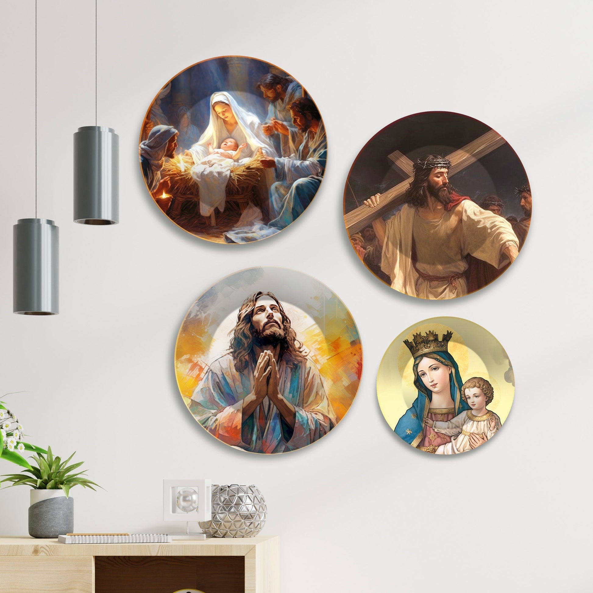 Jesus Christ Premium Wall Plates Painting Set of Four