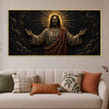 Jesus Christ with Golden Halo Metallic Look 3D Canvas Wall Painting
