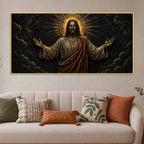 Jesus Christ with Golden Halo Metallic Look 3D Canvas Wall Painting