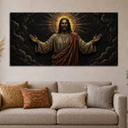 Jesus Christ with Golden Halo Metallic Look 3D Canvas Wall Painting
