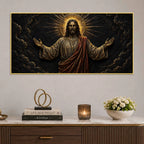 Jesus Christ with Golden Halo Metallic Look 3D Canvas Wall Painting