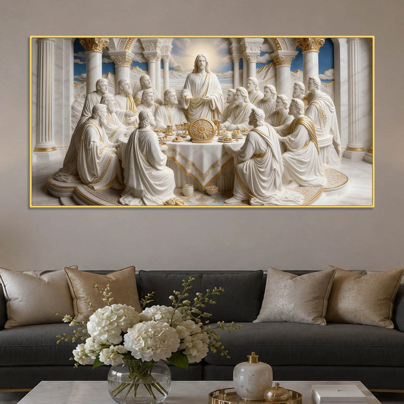Jesus Christ with Twelve Disciples Last Supper 3D Canvas Wall Painting