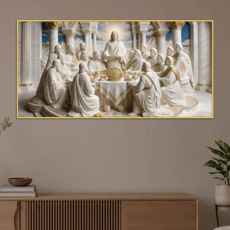 Jesus Christ with Twelve Disciples Last Supper 3D Canvas Wall Painting
