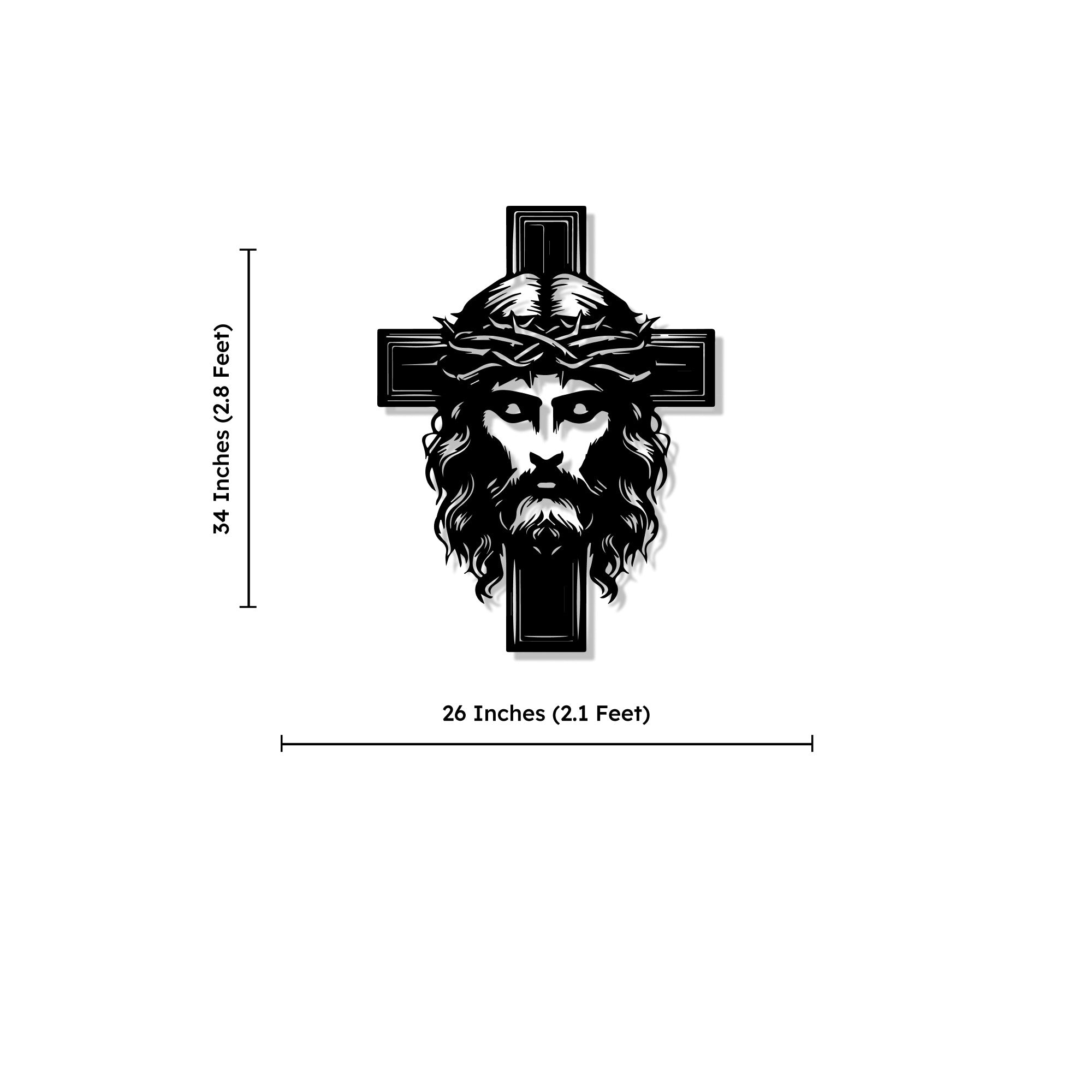Jesus with Cross Metal Art Christian Spiritual Wall Decor