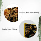 Jeweled Emerald Chameleon on Golden Floral Tree 3D Canvas Wall Painting