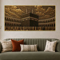 Kaaba Sharif Makkah Golden Metallic Look 3D Canvas Wall Painting