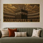 Kaaba Sharif Makkah Golden Metallic Look 3D Canvas Wall Painting