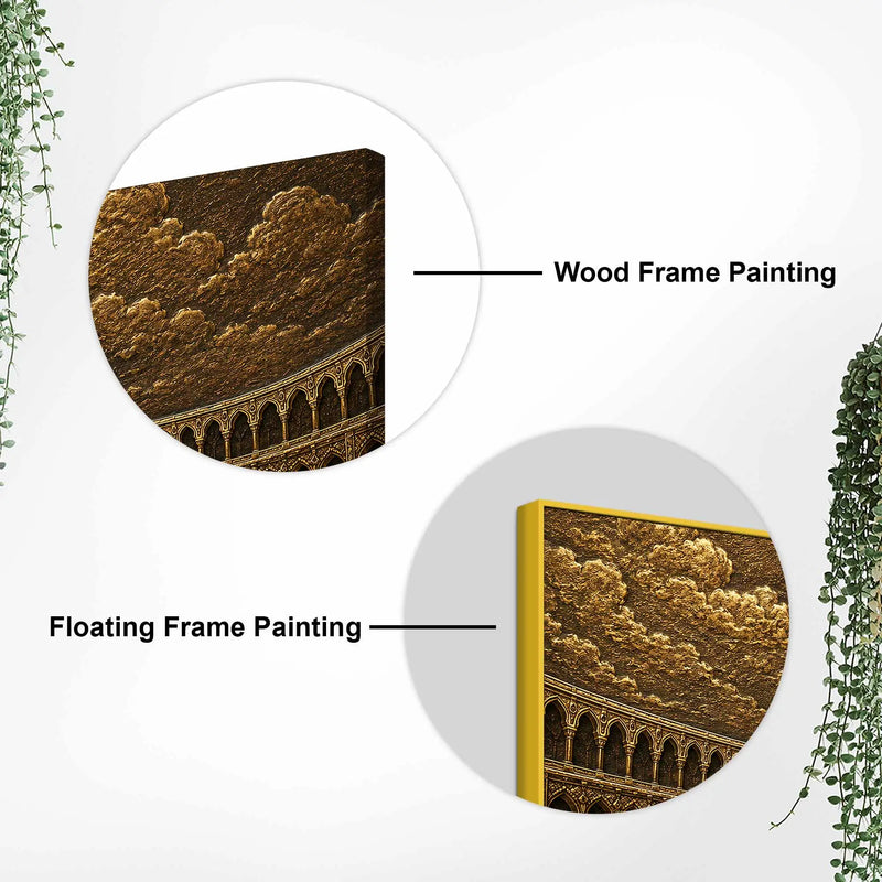 Kaaba Sharif Makkah Golden Metallic Look 3D Canvas Wall Painting