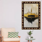 Kaaba Symbol of Unity Floral Border Vertical Wall Painting