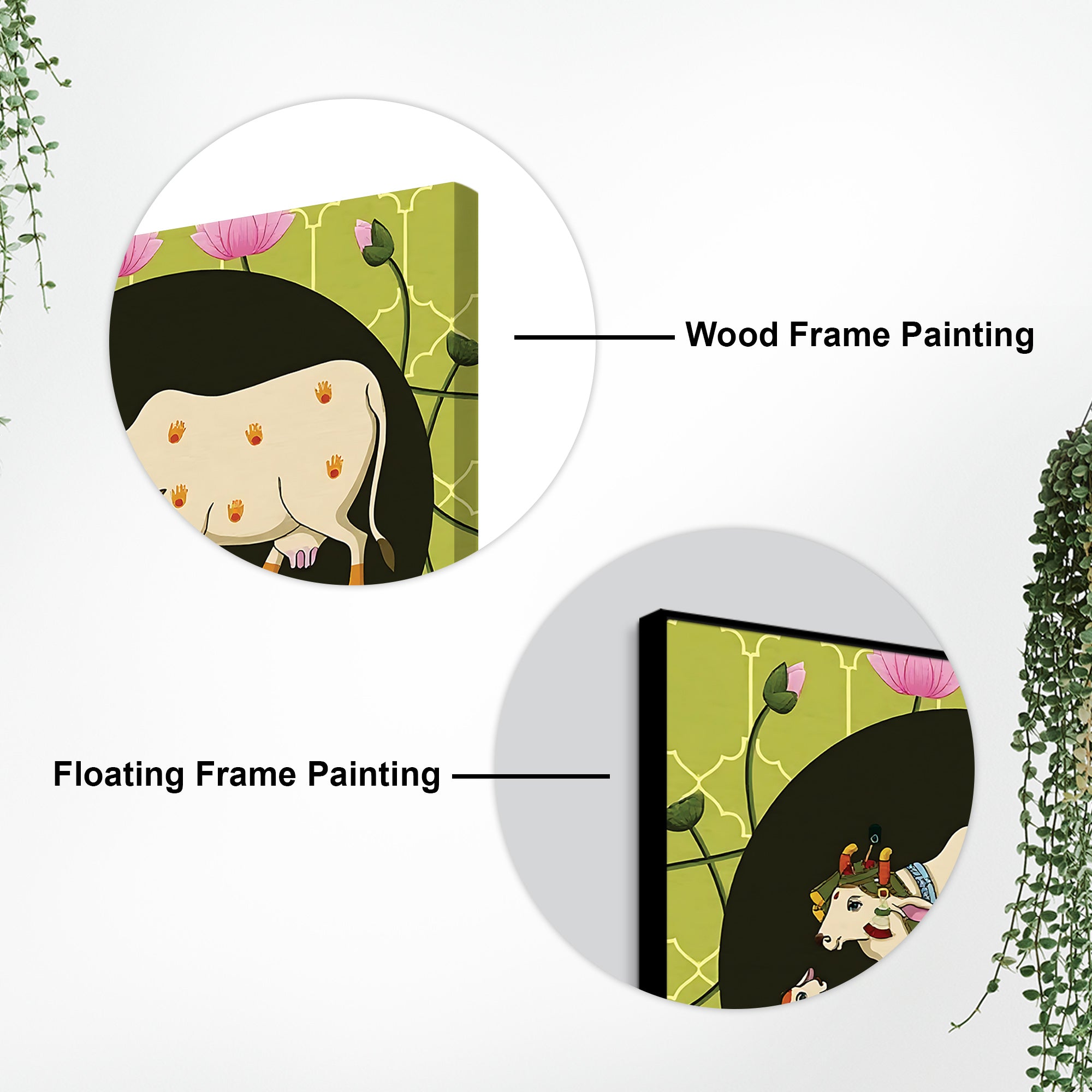 Kamdhenu Cow Calf Pichwai Painting | Spiritual Indian Wall Painting