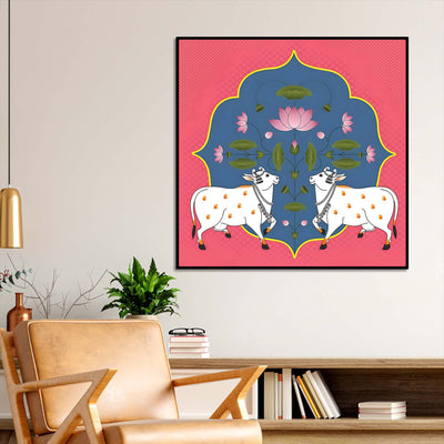 kamdhenu-cow-pair-pichwai-painting-hindu-spiritual-home-decor