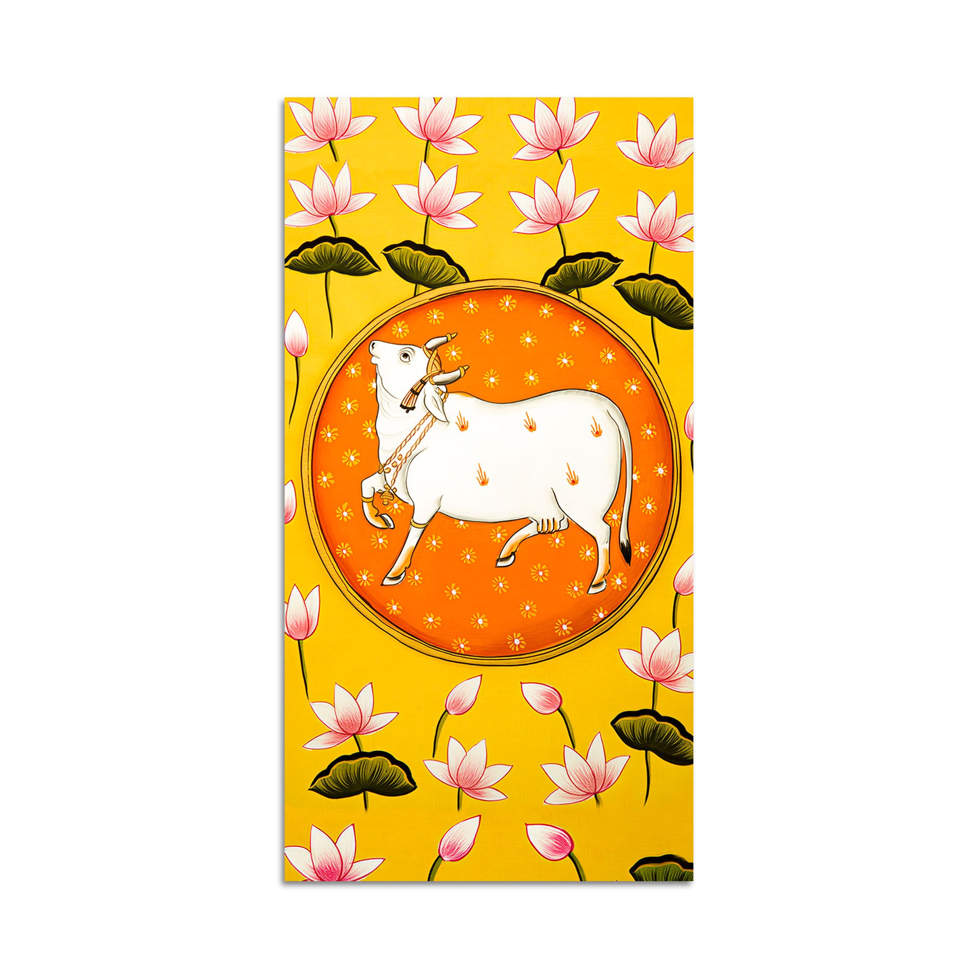 Kamdhenu Cow Pichwai Canvas Painting | Traditional Indian Wall Art
