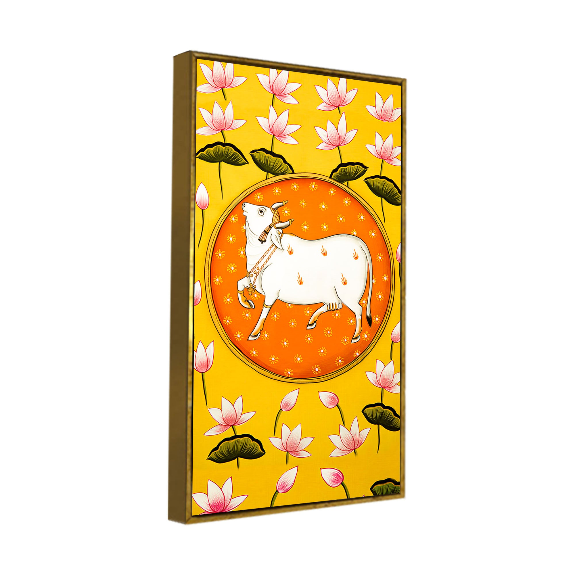Kamdhenu Cow Pichwai Canvas Painting | Traditional Indian Wall Art