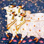 Kamdhenu Cow Premium Crystal Glass Finish Wall Painting