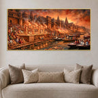 Kashi Ganga Aarti Spiritual Canvas Painting