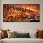 Kashi Ganga Aarti Spiritual Canvas Painting