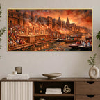 Kashi Ganga Aarti Spiritual Canvas Painting