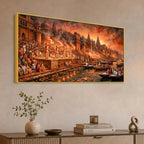 Kashi Ganga Aarti Spiritual Canvas Painting