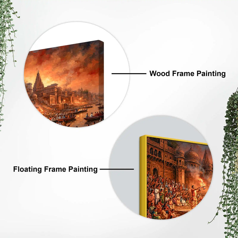 Kashi Ganga Aarti Spiritual Canvas Painting