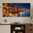 Kashi Ganga River Night View Canvas wall Painting