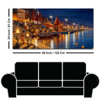 Kashi Ganga River Night View Canvas wall Painting
