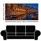 Kashi Ghat Devotional Scene Canvas Wall Art Painting for Home Decor