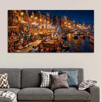 Kashi Ghat Wall Canvas Painting for Home Decor