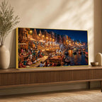 Kashi Ghat Wall Canvas Painting for Home Decor