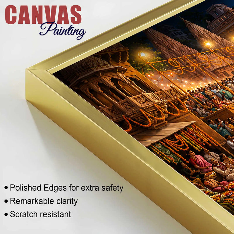Kashi Ghat Wall Canvas Painting for Home Decor