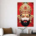 Khatu Shyam Ji Red Background Canvas Painting | Devotional Wall Art