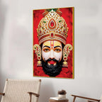 Khatu Shyam Ji Red Background Canvas Painting | Devotional Wall Art