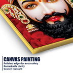 Khatu Shyam Ji Red Background Canvas Painting | Devotional Wall Art