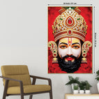 Khatu Shyam Ji Red Background Canvas Painting | Devotional Wall Art