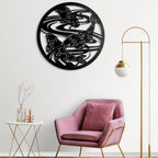 Koi Pond Harmony Design Metal Wall Art Decor