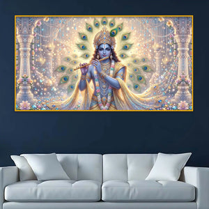Krishna Divine Aura Crystal Glass Painting for Home Decoration