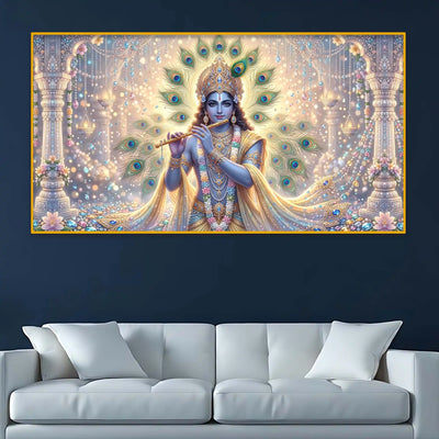 Krishna Divine Aura Crystal Glass Painting for Home Decoration