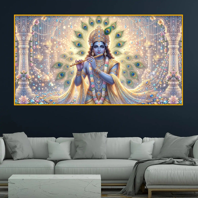 Krishna Divine Aura Crystal Glass Painting for Home Decoration