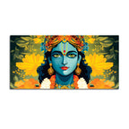 Krishna Divine Face with Flowers Wall Painting