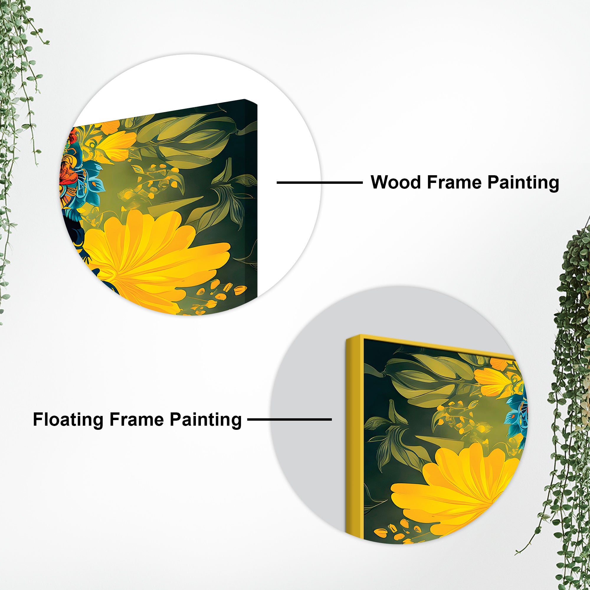 Krishna Divine Face with Flowers Wall Painting