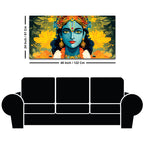 Krishna Divine Face with Flowers Wall Painting
