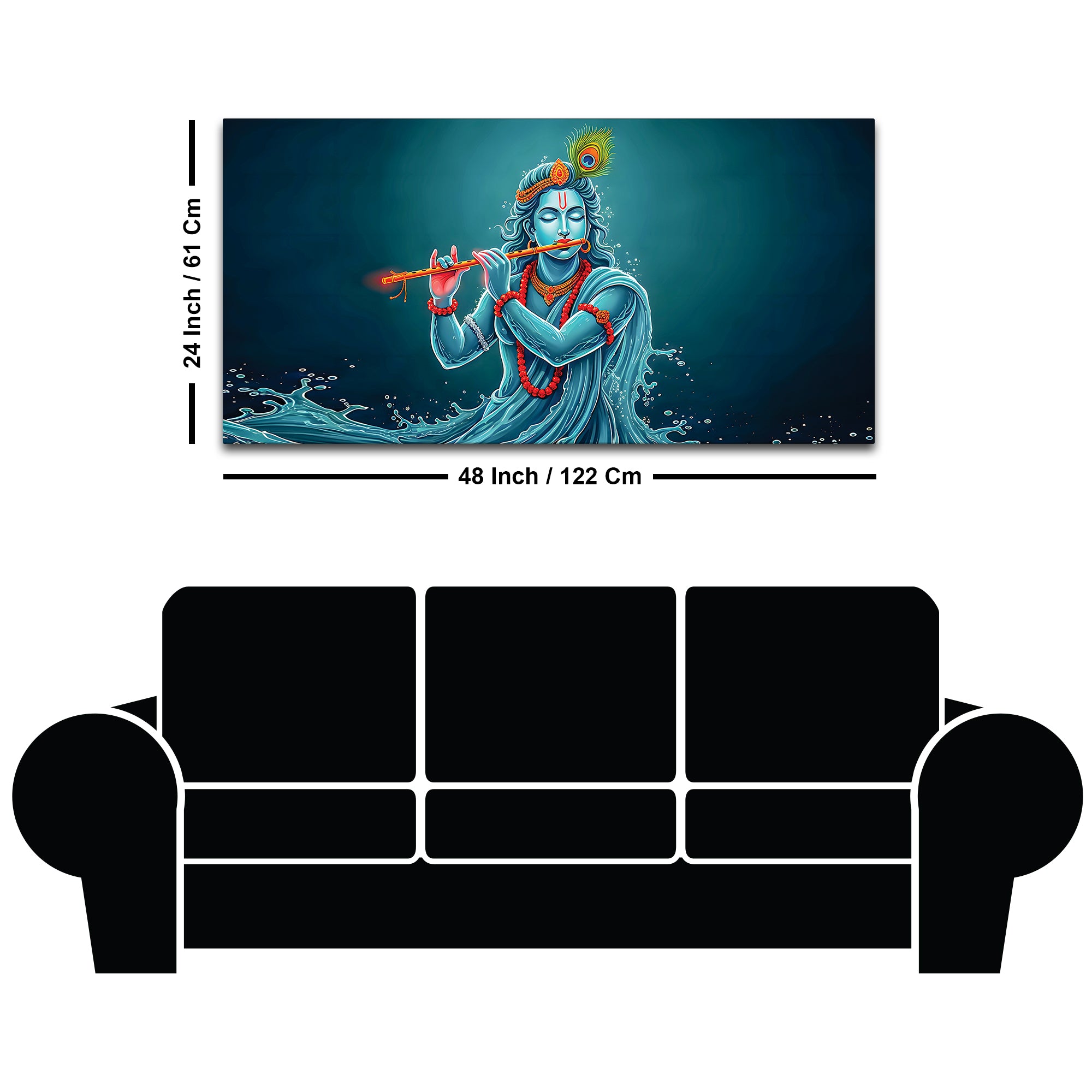Krishna Flute Elegant Canvas Wall Painting for Wall Decoration