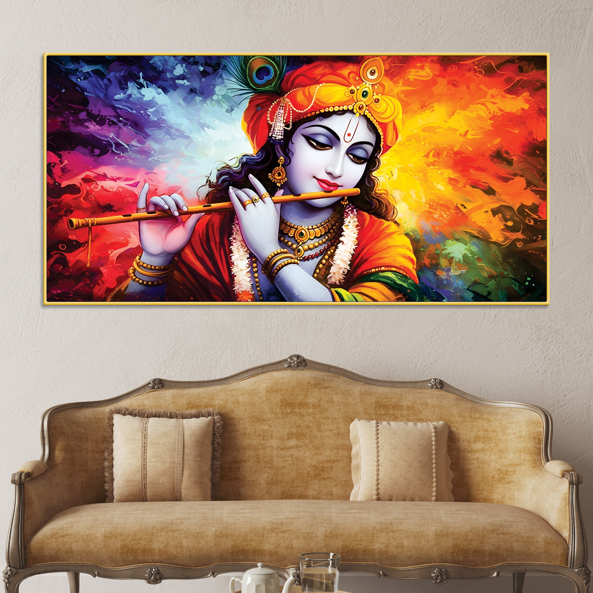 krishna-flute-vibrant-color-wall-painting