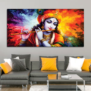 Krishna Flute Vibrant Color Wall Painting