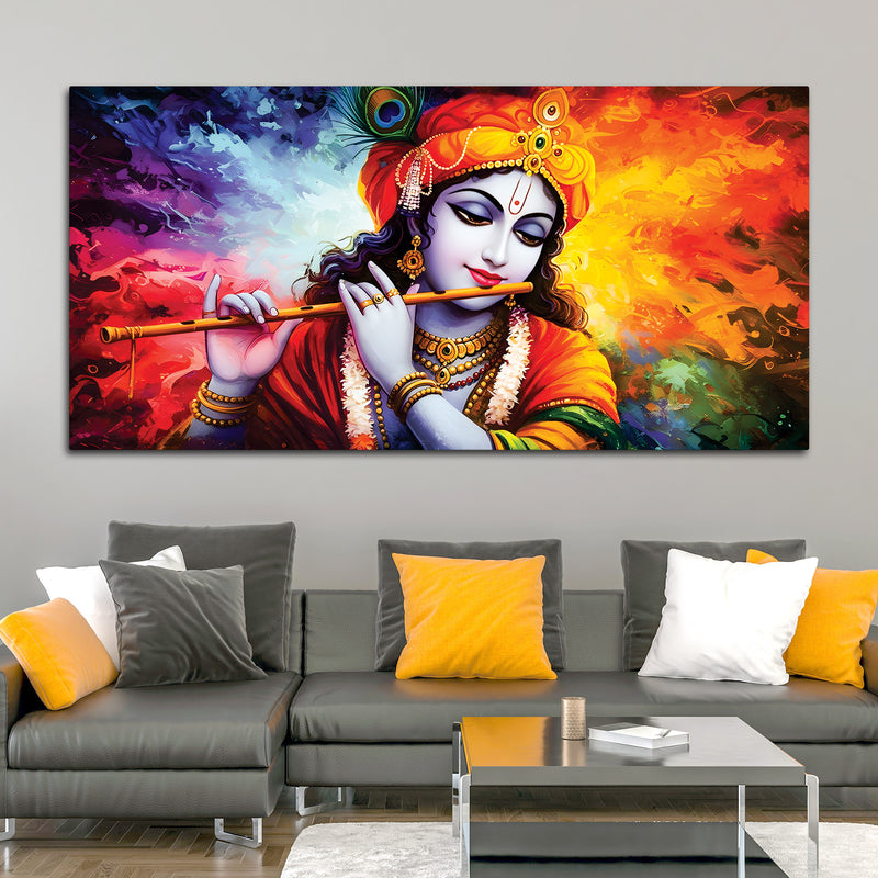 Krishna Flute Vibrant Color Wall Painting
