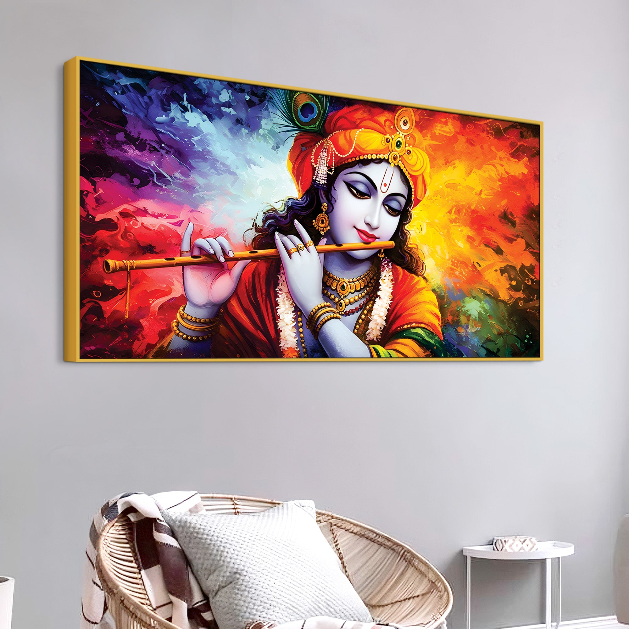 Krishna Flute Vibrant Color Wall Painting