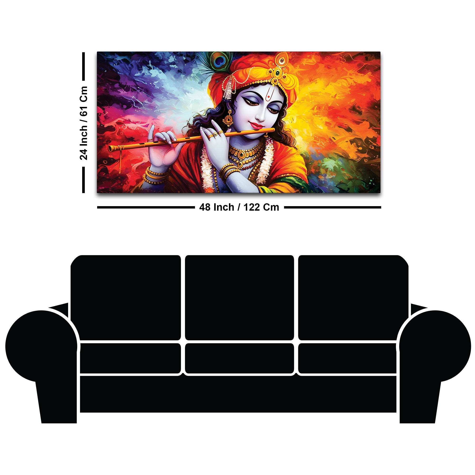 Krishna Flute Vibrant Color Wall Painting