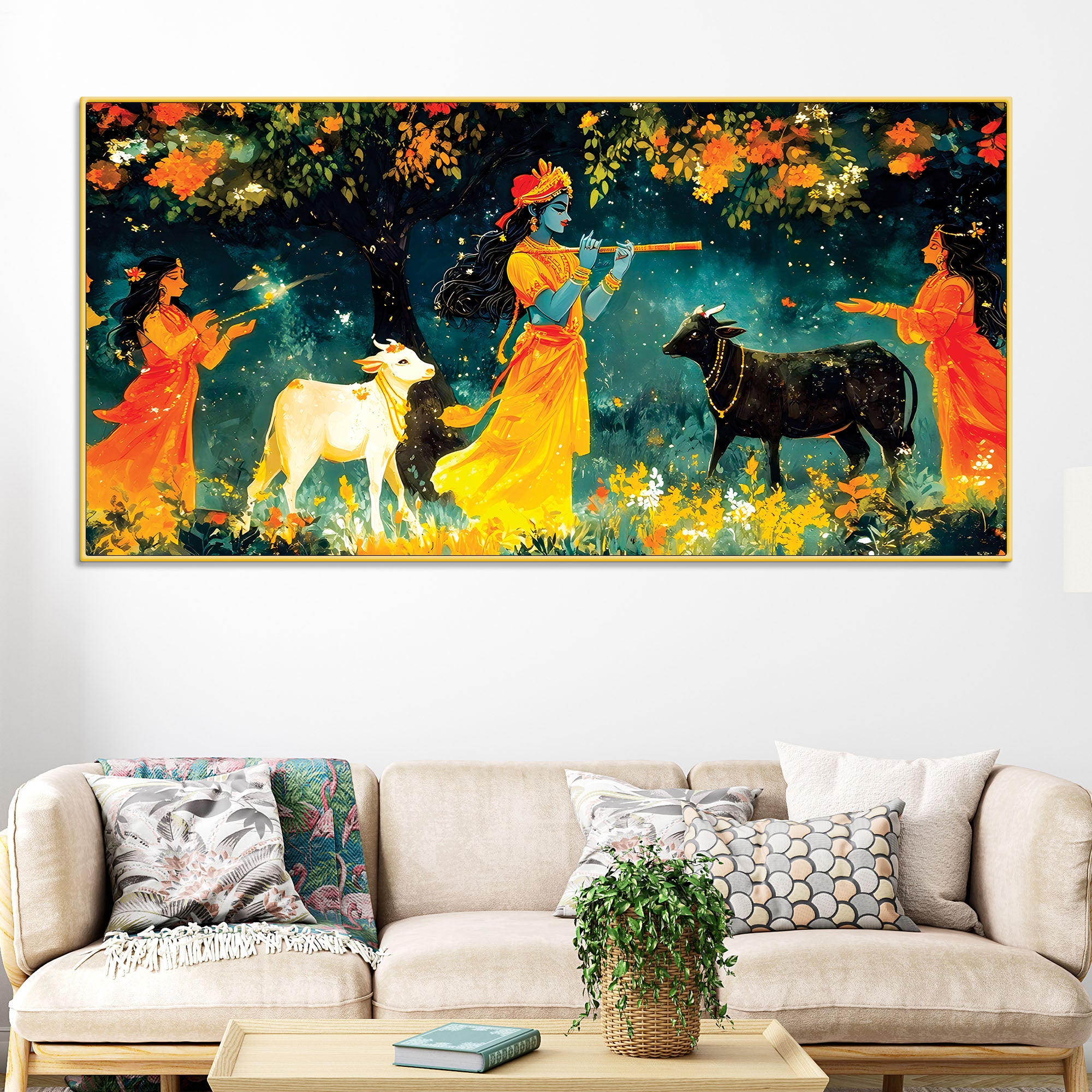 Krishna Gopi Devotional Painting