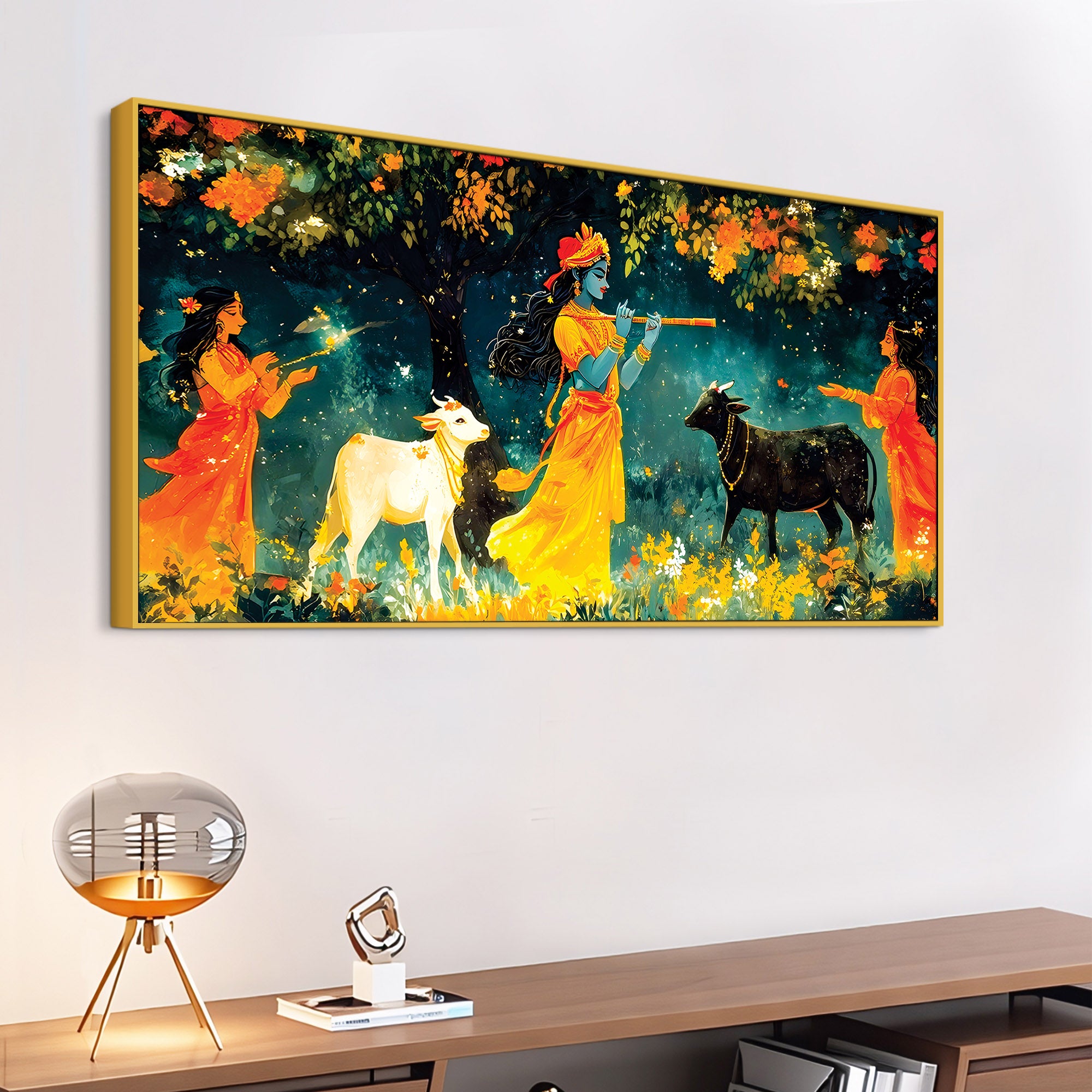 Krishna Gopi Devotional Painting