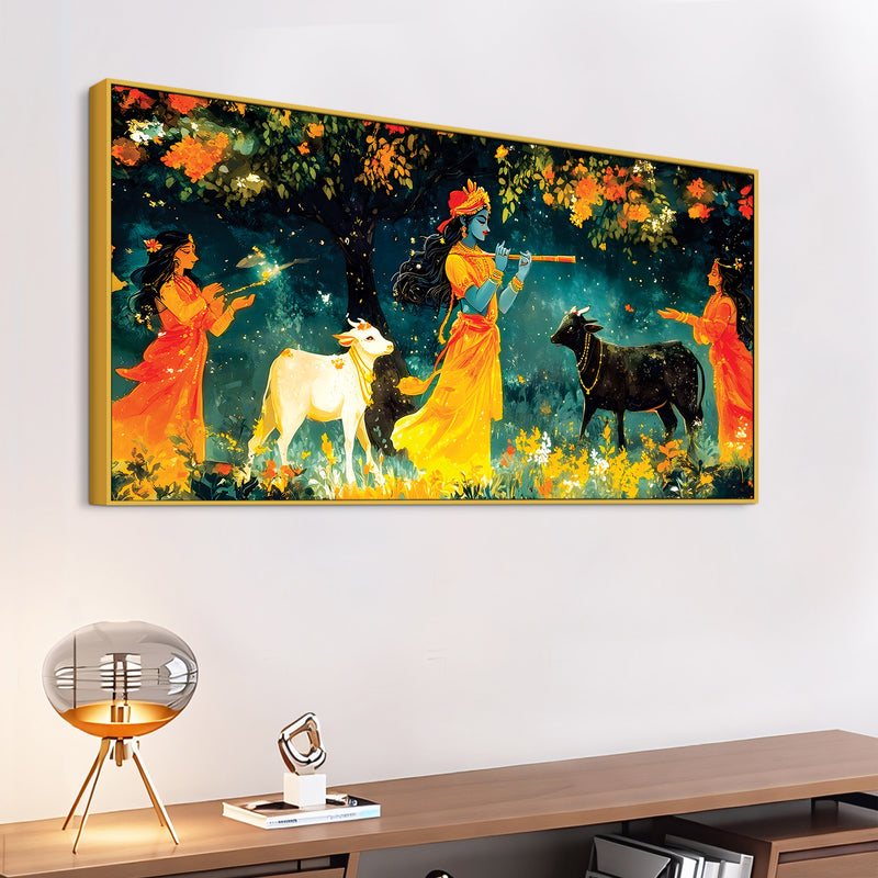 Krishna Gopi Devotional Painting