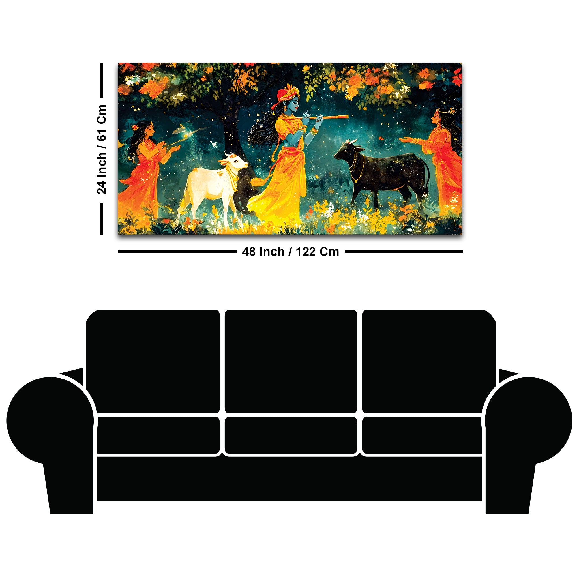 Krishna Gopi Devotional Painting